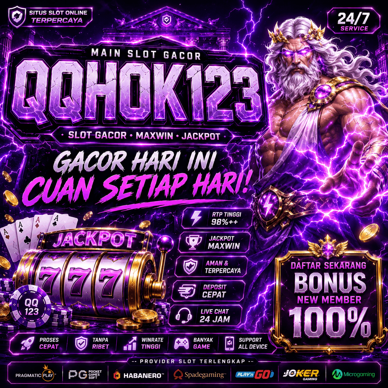 Thumbnail 1 of 3, Poster, QQHOK123 TEMPAT GAME SLOT ONLINE DENGAN TAMPILAN MODERN DAN PRAKTIS designed and sold by QQHOK123.